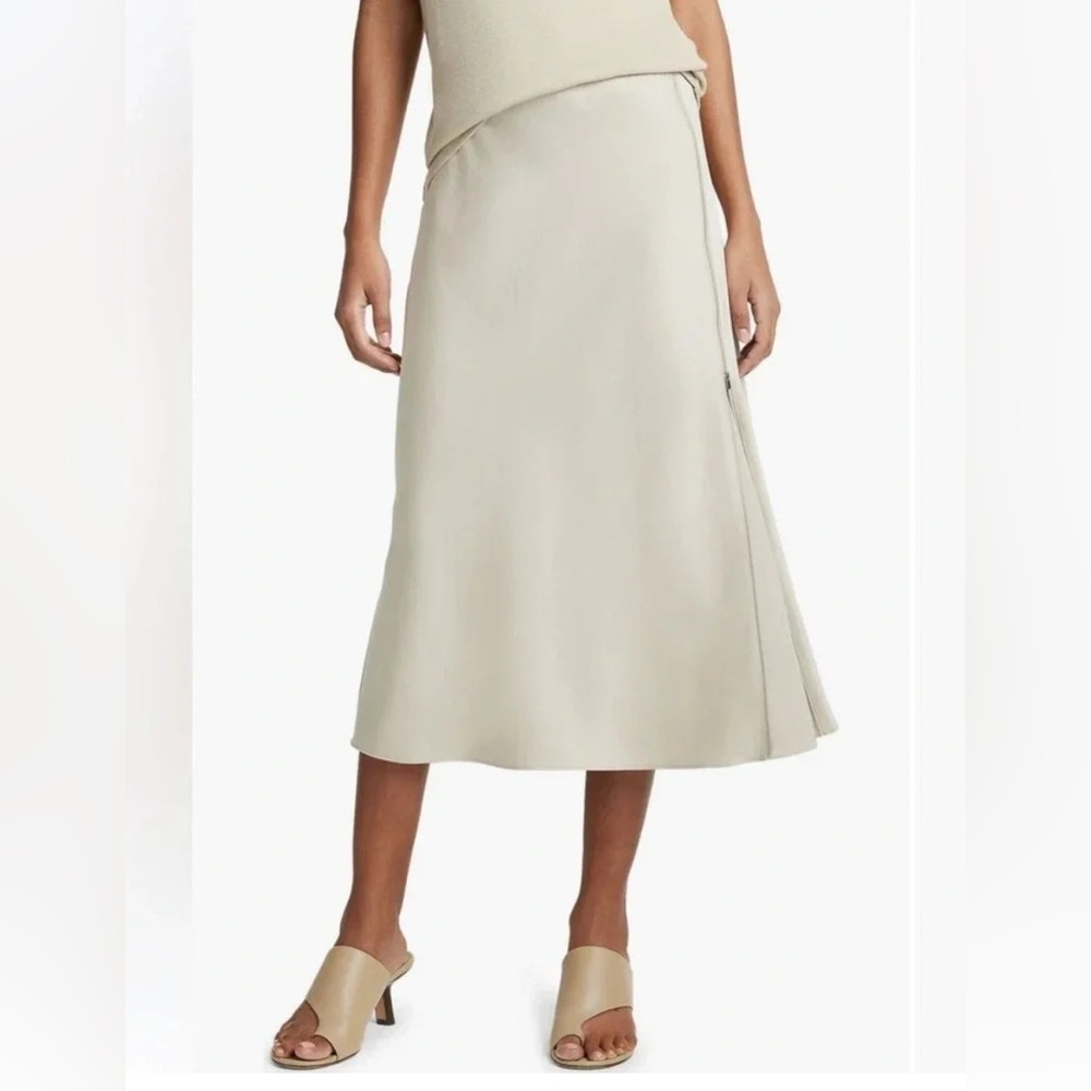 NEW VINCE‎ side zip detail satin zip skirt Size XL